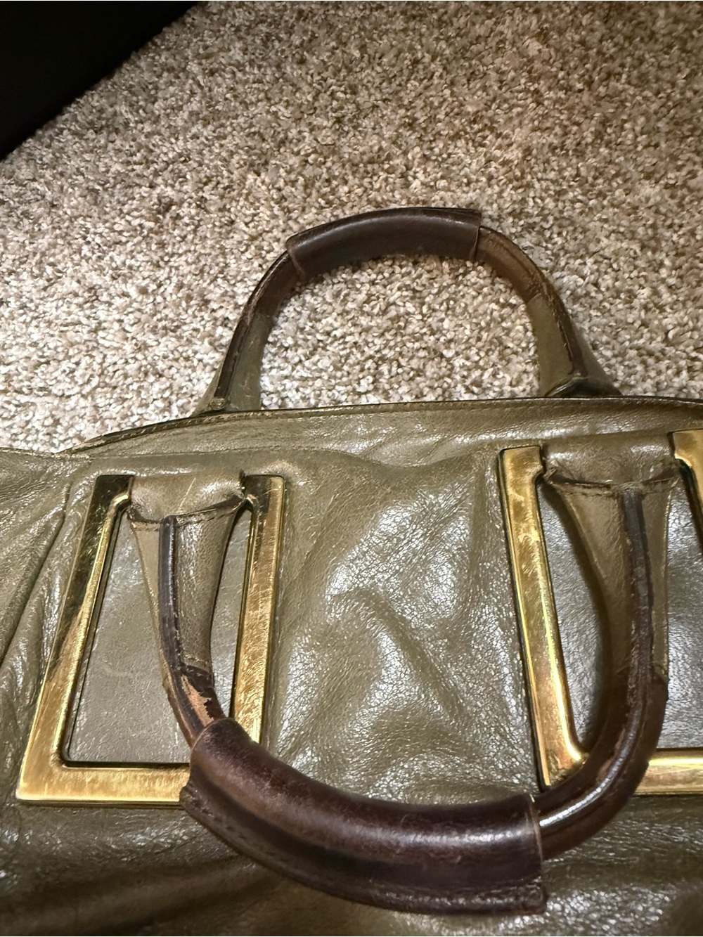 Chloe Olive Green Leather Shoulder Bag‎ with Gold Accents Project AS IS - Picture 10 of 12